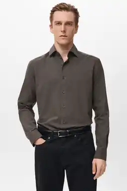 Wehkamp Mango Man Regular geruit casual overhemd bruin aanbieding