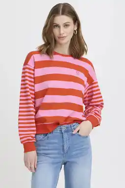 Wehkamp ICHI gestreepte sweater rood aanbieding