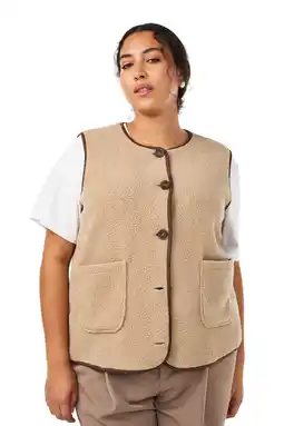 Wehkamp Zizzi teddy gilet beige aanbieding