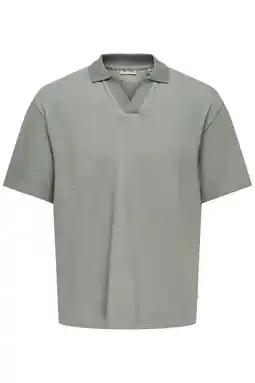 Wehkamp ONLY & SONS JUNIOR polo met textuur grijs aanbieding