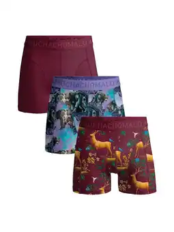 Wehkamp Muchachomalo boxershort - donkerrood/lila (set van 3) aanbieding