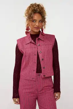 Wehkamp Ydence gestreepte gilet roze aanbieding