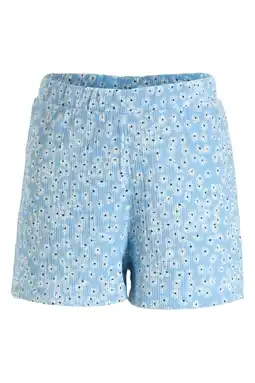 Wehkamp Anytime crinkle short bloemenprint lichtblauw aanbieding