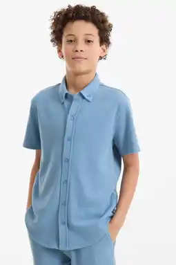 Wehkamp Anytime shirt waffle blauw aanbieding
