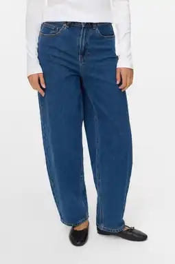 Wehkamp VERO MODA highwaist barrel jeans medium blue denim aanbieding