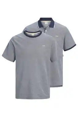Wehkamp JACK & JONES PREMIUM regular T-shirt en polo blauw - (set van2) aanbieding