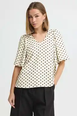 Wehkamp ICHI gebloemde blousetop ecru aanbieding