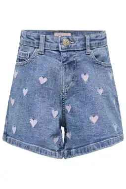 Wehkamp KIDS ONLY MINI regular short met hartjes light blue denim aanbieding