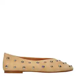 Wehkamp Manfield suède ballerina's met studs beige aanbieding