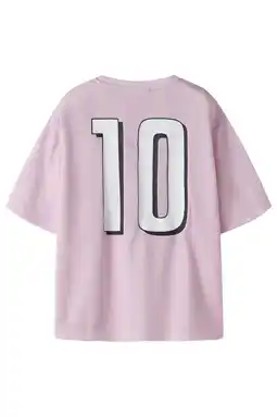 Wehkamp NAME IT KIDS gestreept T-shirt met backprint lichtroze aanbieding