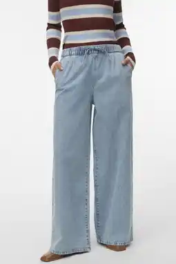 Wehkamp VERO MODA wide leg jeans light blue denim aanbieding