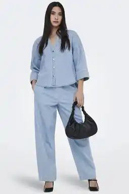 Wehkamp ONLY highwaist wide leg jeans lichtblauw aanbieding