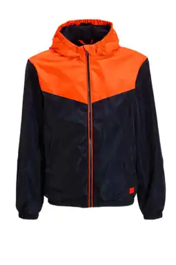 Wehkamp Orange Stars hooded jacket zwart/oranje aanbieding