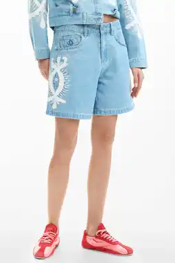 Wehkamp Desigual denim baggy highwaist short medium blue denim aanbieding