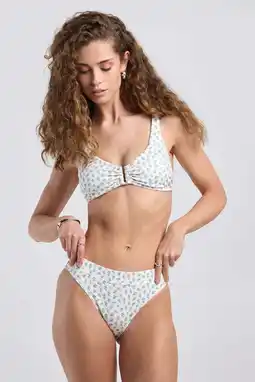 Wehkamp America Today high waist bikinibroekje Wonder ecru/lichtblauw aanbieding