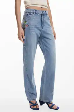 Wehkamp Desigual highwaist straight leg jeans medium blue denim aanbieding