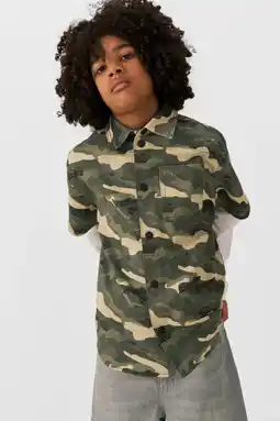 Wehkamp Coolcat twill overhemd Riley met camo print groen aanbieding