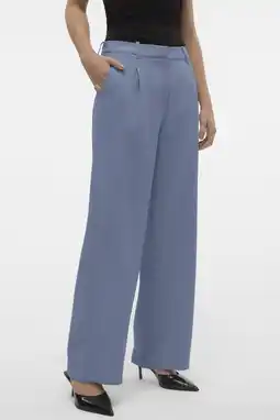Wehkamp VERO MODA wide leg regularwaist casual broek blauw aanbieding