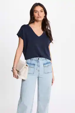Wehkamp Morgan top blauw met lurex aanbieding