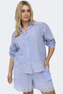 Wehkamp ONLY CARMAKOMA blouse met krijtstreep blauw aanbieding