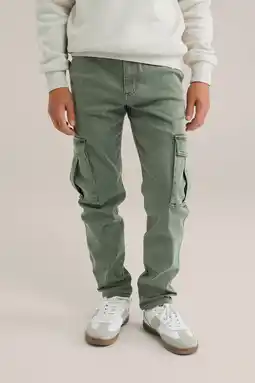Wehkamp WE Fashion Blue Ridge tapered cargo jeans donkergroen aanbieding