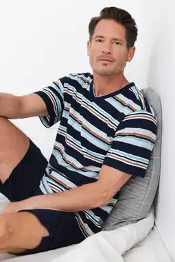 Wehkamp Pastunette for men shortama donkerblauw aanbieding
