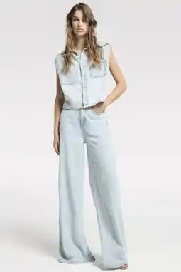 Wehkamp Homage to Denim Flowy Extra Wide Leg Jeans highwaist wide leg jeans light blue denim aanbieding