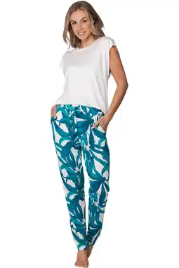 Wehkamp Pastunette pyjama wit/turquoise aanbieding