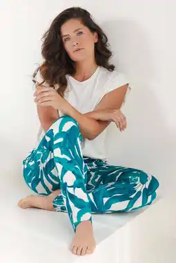 Wehkamp Pastunette pyjama wit/turquoise aanbieding