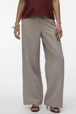 Wehkamp VERO MODA wide leg highwaist casual broek taupe aanbieding