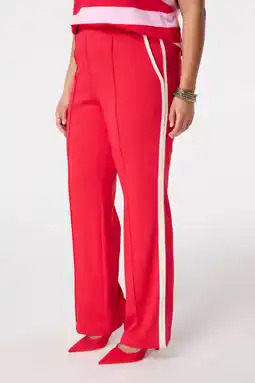 Wehkamp MS Mode wide leg regularwaist gestreepte broek rood aanbieding