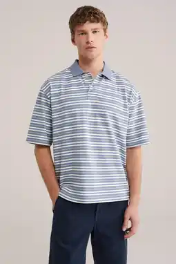 Wehkamp WE Fashion boxy gestreepte polo blauw aanbieding