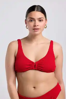 Wehkamp America Today niet-voorgevormde bikinitop Willow met textuur rood aanbieding