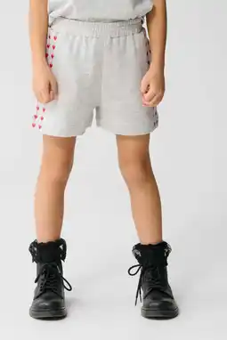 Wehkamp Shoeby sweatshort met hartjes lichtgrijs aanbieding