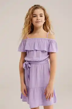 Wehkamp WE Fashion off shoulder jurk paars aanbieding