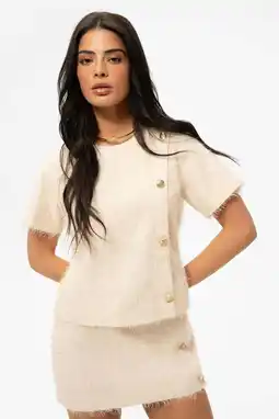 Wehkamp NIKKIE cropped top ecru met textuur aanbieding