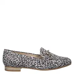 Wehkamp Marco Tozzi suède loafers met panterprint met siergesp zwart/beige aanbieding
