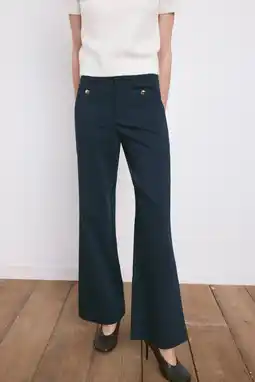 Wehkamp Mango wide leg regularwaist broek marineblauw aanbieding