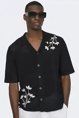 Wehkamp ONLY & SONS loose casual overhemd gebreid zwart aanbieding