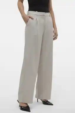 Wehkamp VERO MODA wide leg regularwaist casual broek taupe aanbieding