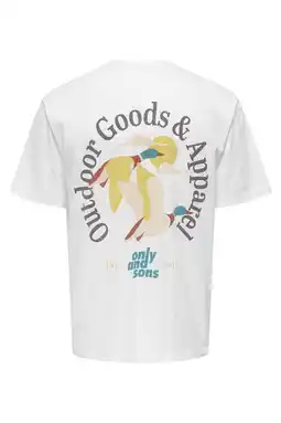 Wehkamp ONLY & SONS regular T-shirt met backprint wit aanbieding