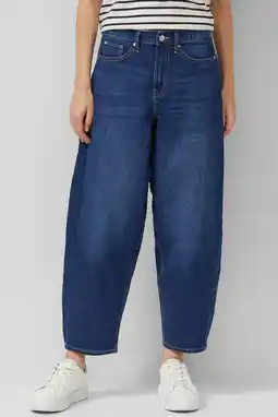 Wehkamp s.Oliver highwaist barrel jeans dark blue denim aanbieding