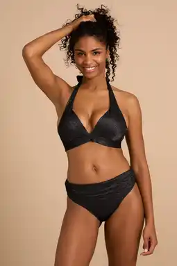 Wehkamp BEACHWAVE omslag bikinibroekje met lurex zwart aanbieding