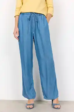 Wehkamp Soyaconcept wide leg highwaist casual broek blauw aanbieding