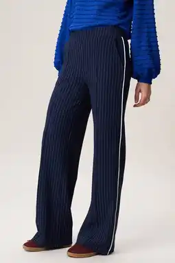 Wehkamp Miss Etam straight highwaist gestreepte broek donkerblauw aanbieding