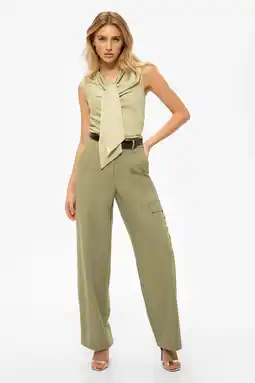 Wehkamp NIKKIE wide leg regularwaist cargobroek olijfgroen aanbieding