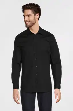 Wehkamp Anytime slim fit poplin overhemd zwart aanbieding