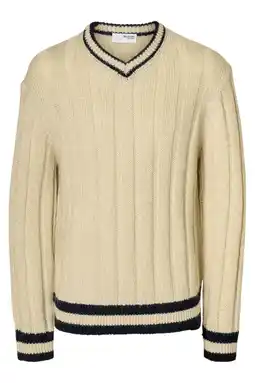 Wehkamp Selected trui met wol rib gebreid beige aanbieding
