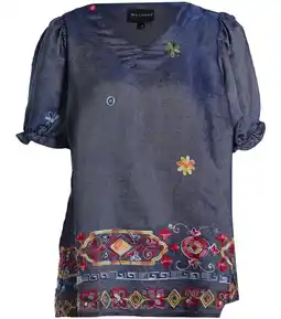 Wehkamp STUDIO denim gebloemde top blauw aanbieding