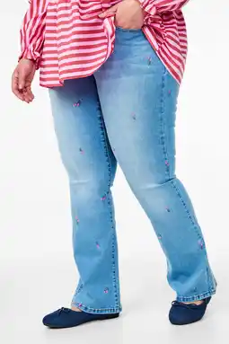 Wehkamp Zizzi regularwaist bootcut jeans light blue denim aanbieding